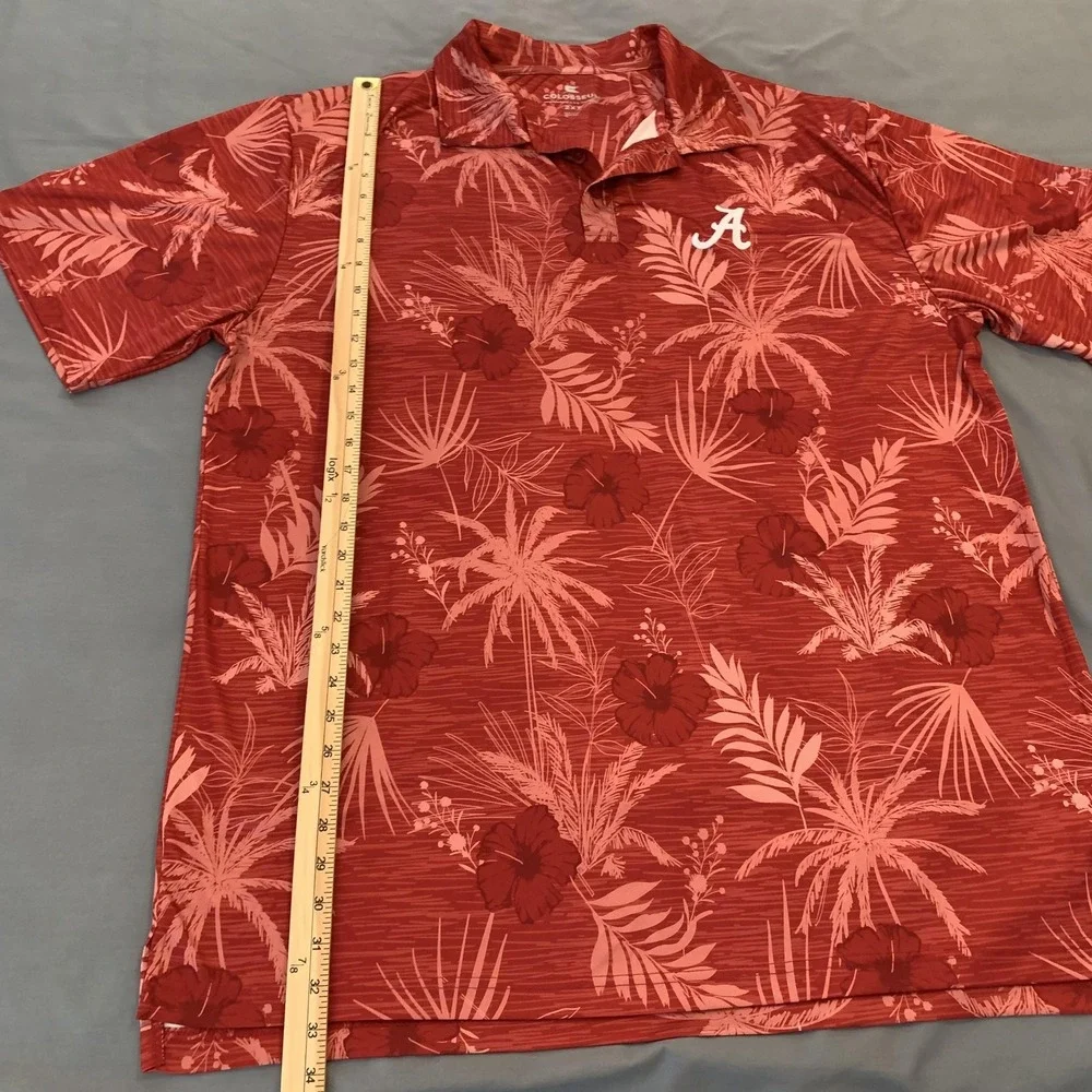 Alabama Crimson Tide Shirt Mens 2XL Red NCAA Football Hawaiian Polo‎ Colosseum